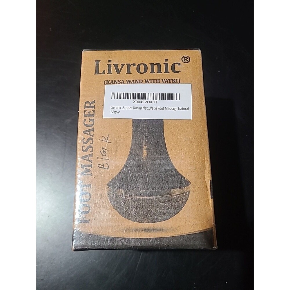 Livronic Bronze Kansa Natural Vatki Cup With Wooden Handle Manual Foot Massager